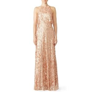 Donna Morgan Tiffany Sequin Dress Rose Gold Halter